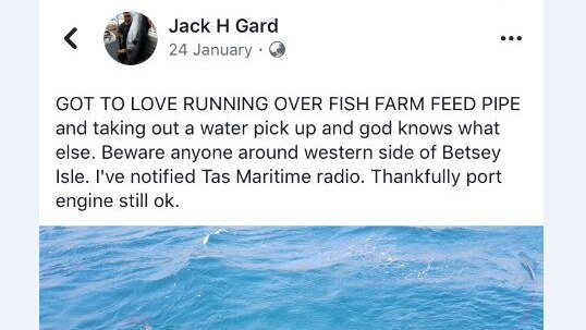 Image of a Facebook post by Jack H Gard, complaining about fish farm debris.