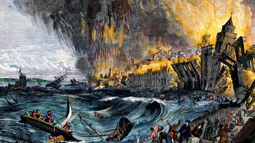 Painting depicting The Great Lisbon Earthquake of 1755
