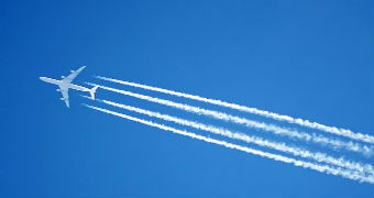 Contrails behind a jet