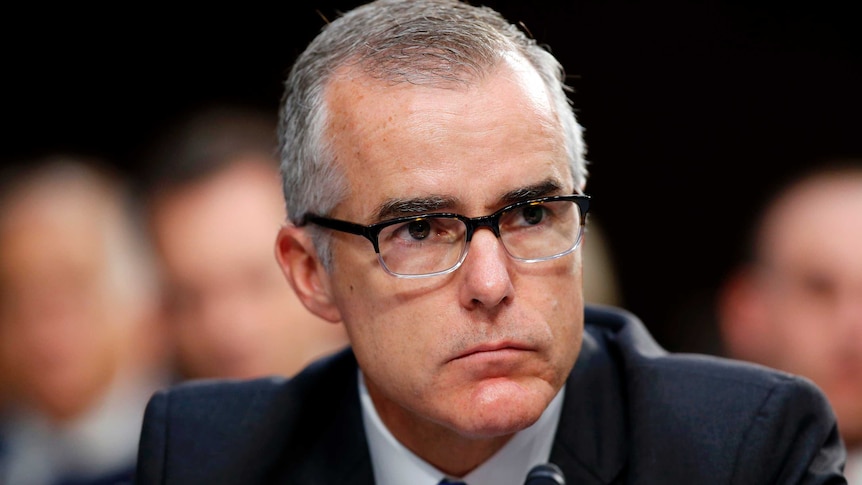 Former FBI acting director Andrew McCabe during a Senate Intelligence Committee hearing in 2017