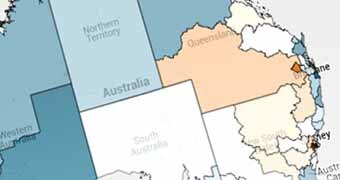 A basic map depicting Austrralia's electorates.