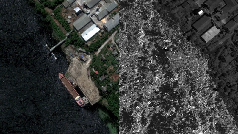 Before and after images show the flood damage 