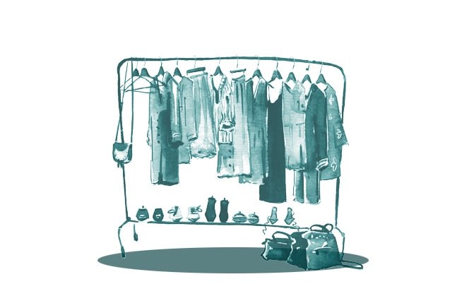 A rack of clothes.