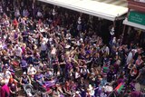 Dockers fans flood into Fremantle to watch their team's first grand final appearance.