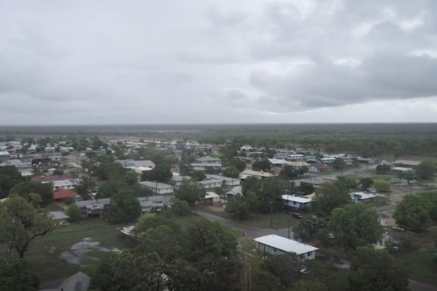 Aerial drone image of Kowanyama on Queensland's western Gulf coast