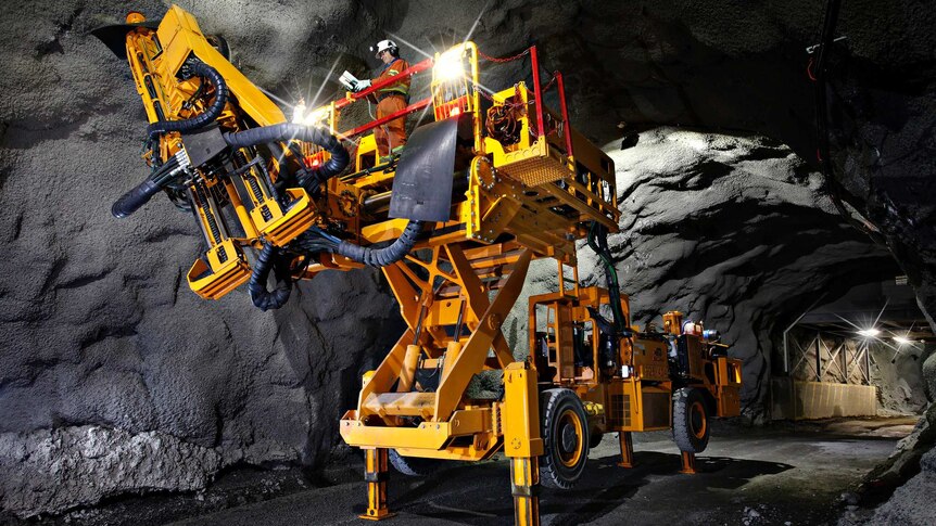 An all-electric piece of machinery in an underground mine