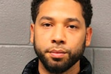 Empire actor poses for a mug shot taken by Chicago Police Department