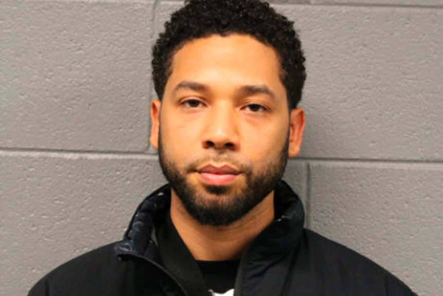 Empire actor poses for a mug shot taken by Chicago Police Department