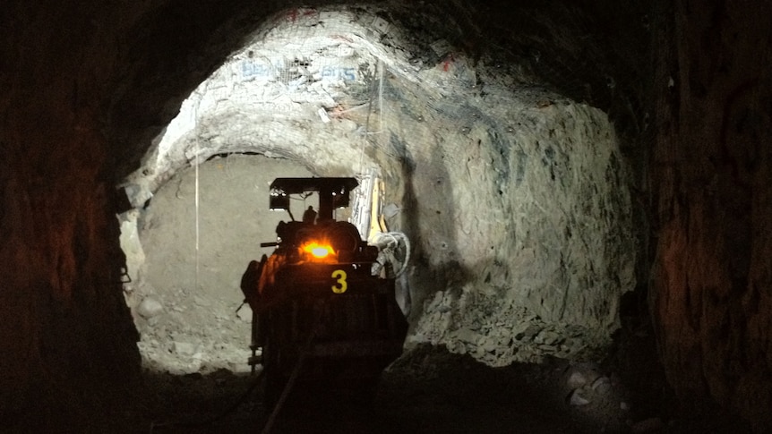 Underground at the Henty gold mine on Tasmania's west coast