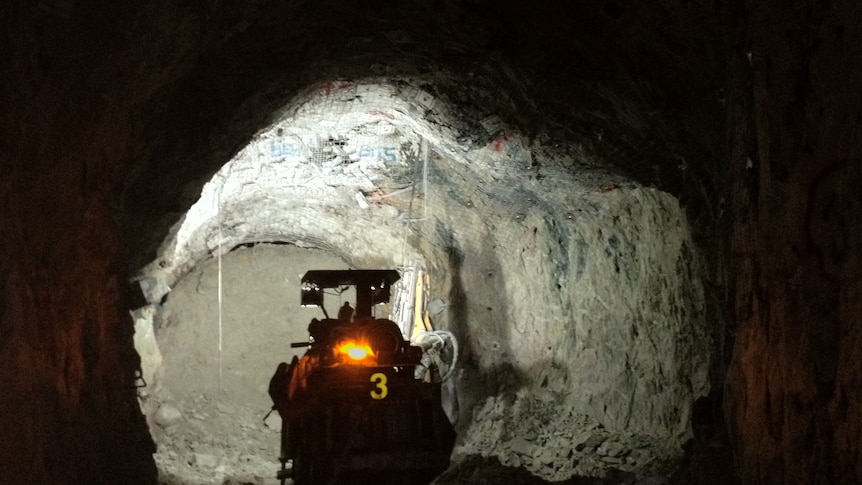 Underground at the Henty gold mine on Tasmania's west coast