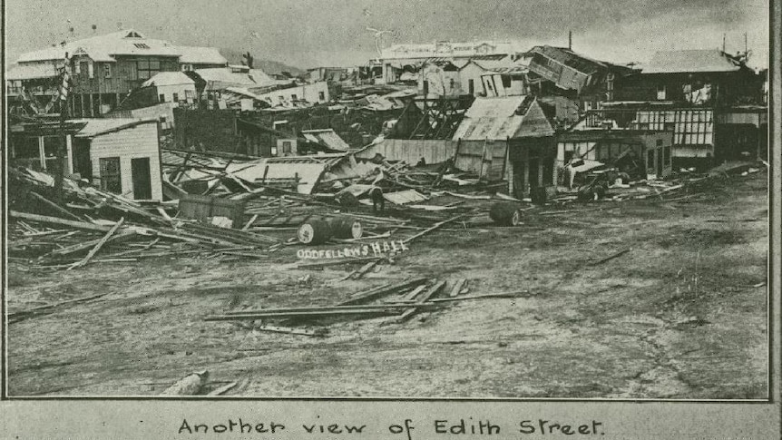 Devastation in Edith Street, Innisfail after a cyclone in 1918