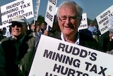 Federal MP, Wilson Tuckey, protests outside a hotel in Perth