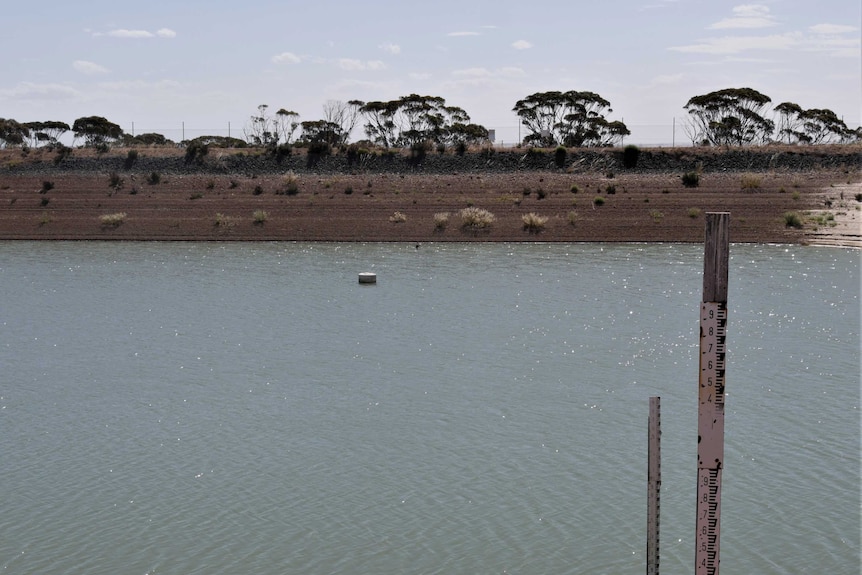 A dam in the middle of an outback setting