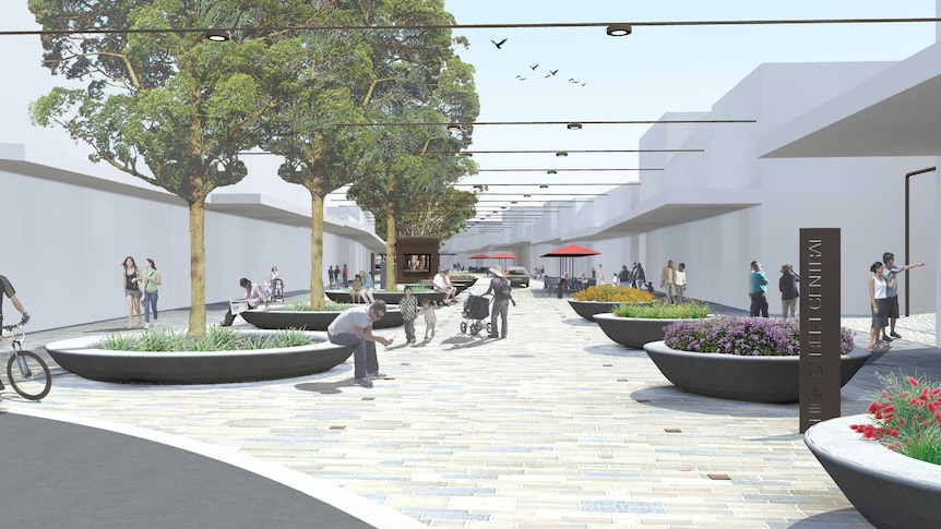 The concept design aims to create a cafe and restaurant precinct.