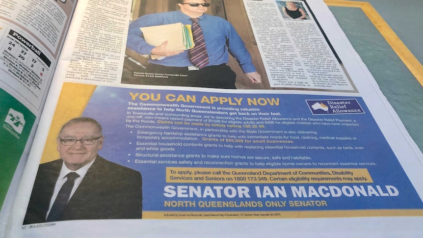 A newspaper with an advertisement from Ian Macdonald