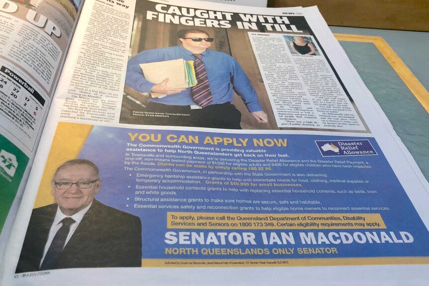 A newspaper with an advertisement from Ian Macdonald