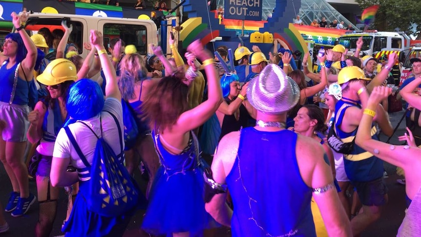 The ReachOut Australia float at the Mardi Gras parade.
