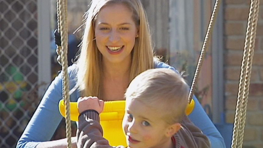 Selina Hardwicke and her three-year-old son Sebastian who has been attending an early intervention unit for autism at Bonner in Canberra's north. 15 May 2014.