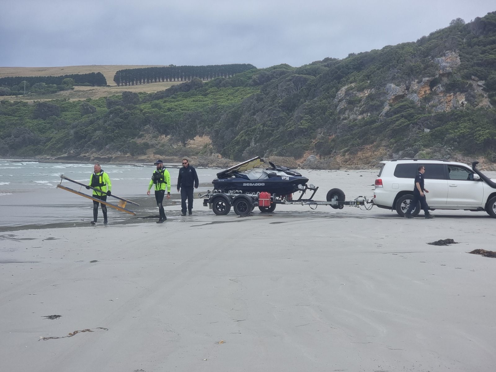 water police prepare to launch jet ski as part of search effort for missing teenager in cape bridgewater