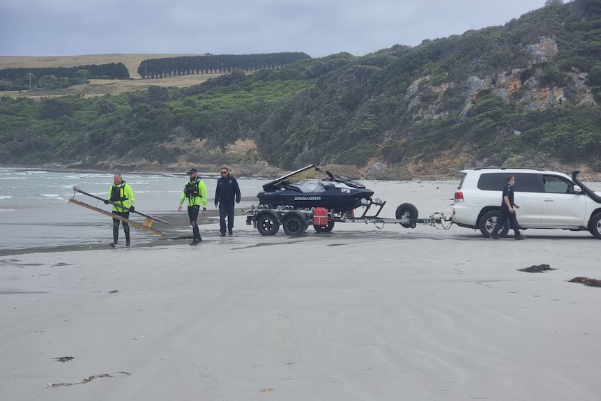 water police prepare to launch jet ski as part of search effort for missing teenager in cape bridgewater