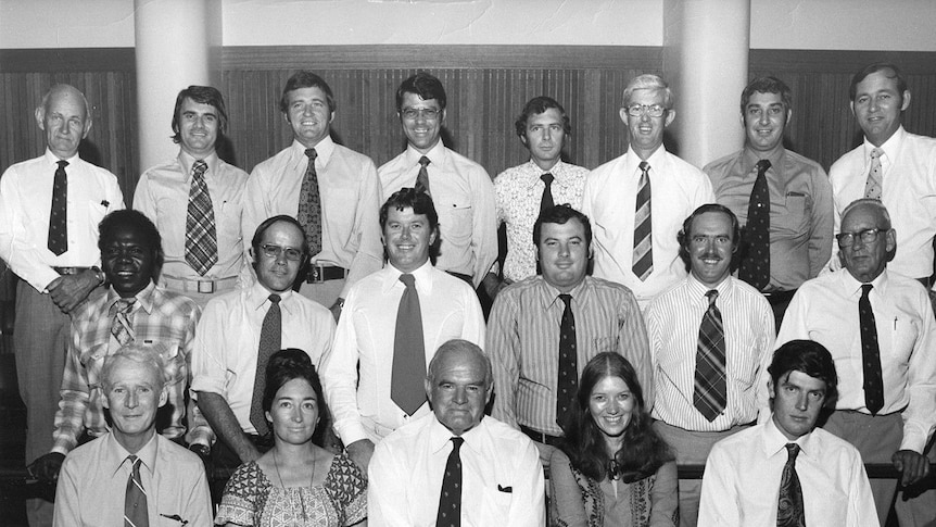 A black and white photo of the first MLA's for the NT