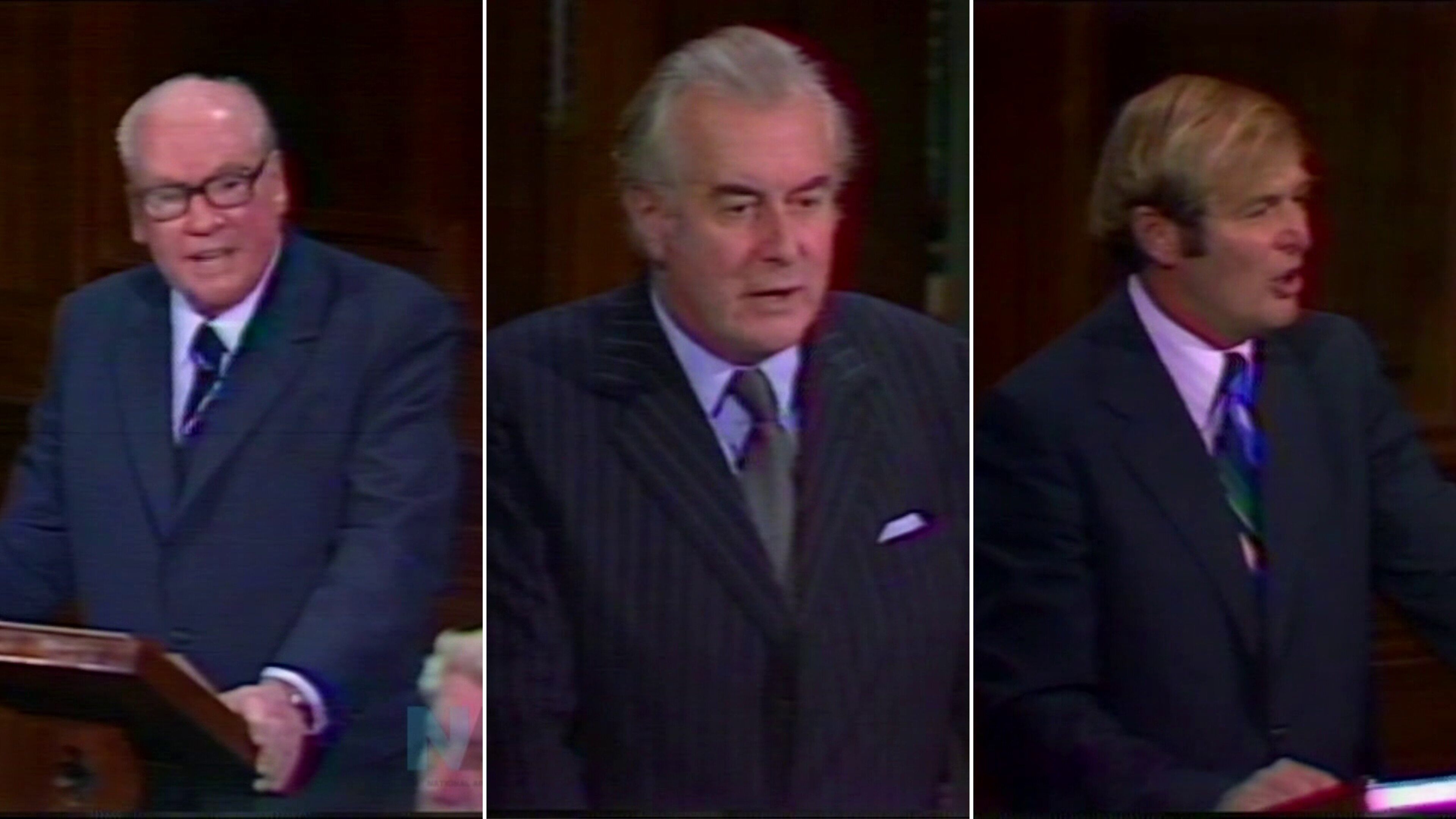 From left to right: Fred Daly, Gough Whitlam, and Dough Anthony. 