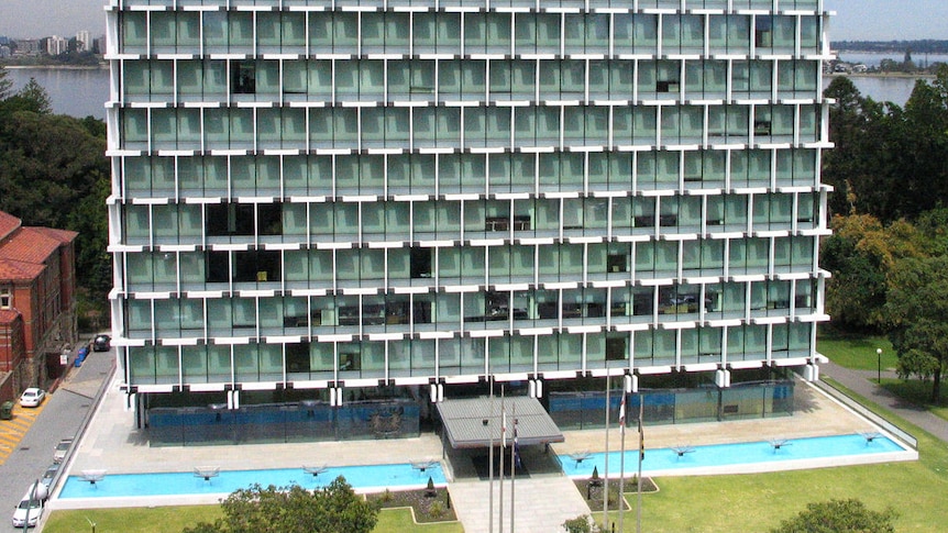 Council House in Perth with the Swan River in background,