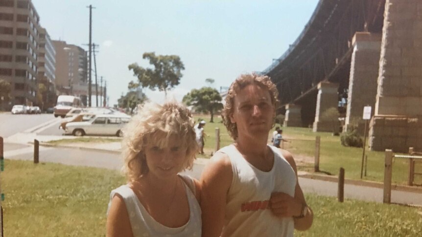 Tony and Sharon Jenkins - an old photo of them as a young couple, near Sydney Harbour Bridge (Millers Point side)