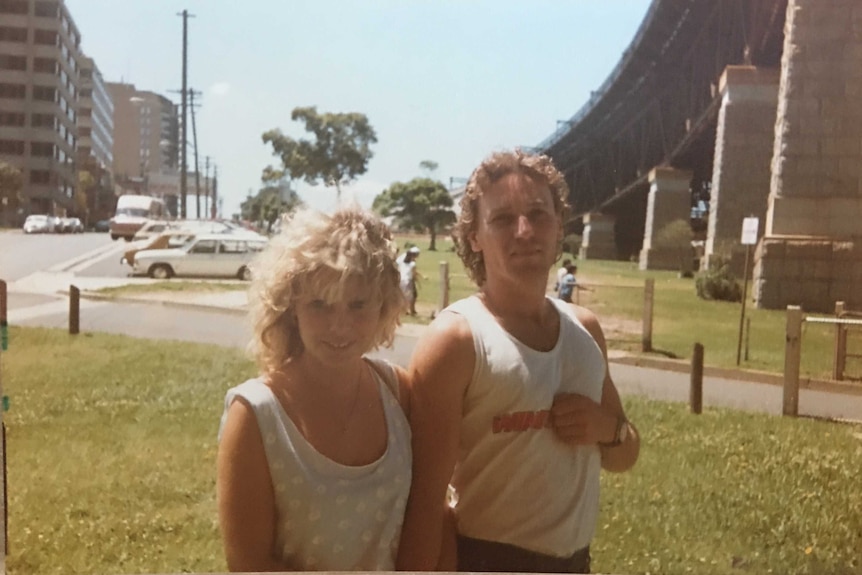 Tony and Sharon Jenkins - an old photo of them as a young couple, near Sydney Harbour Bridge (Millers Point side)