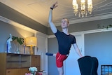 Sydney Dance Company member Liam Green rehearses in his Sydney apartment. 