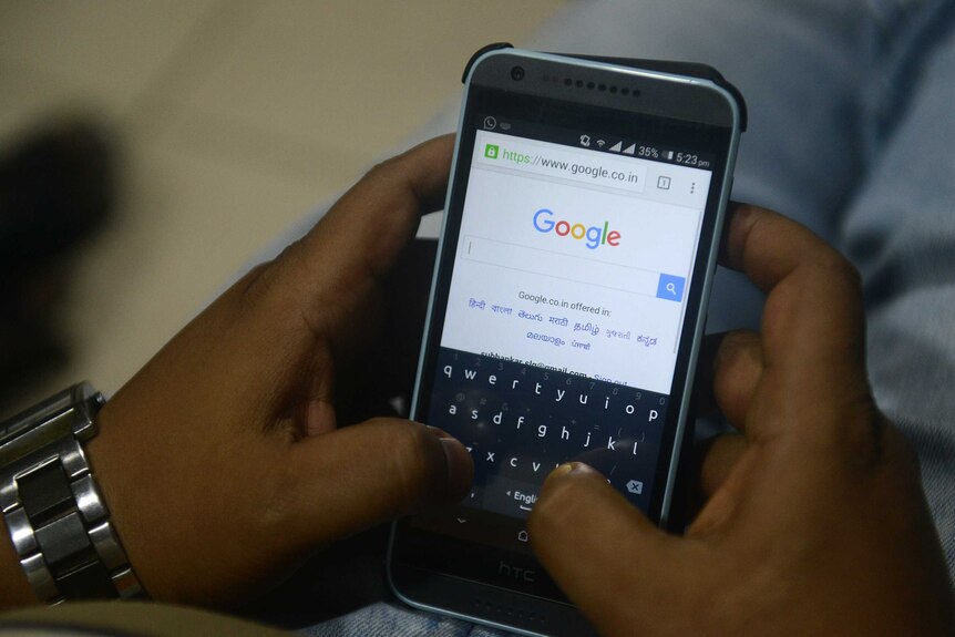Indian uses Google on their mobile phone