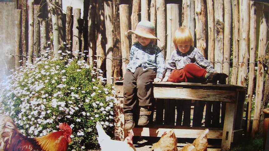 Photo entry at Bega show 2011 of children and chooks