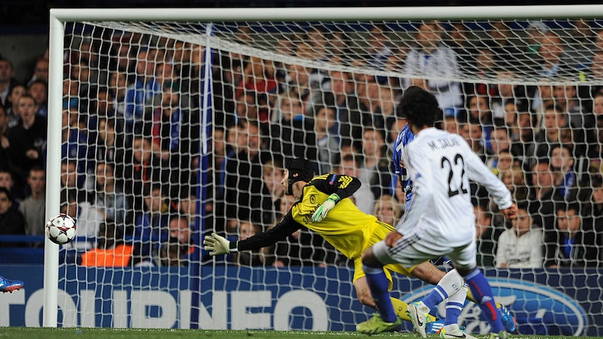 Basel's Mohamed Salah scores against Chelsea in the Champions League in September 2013.