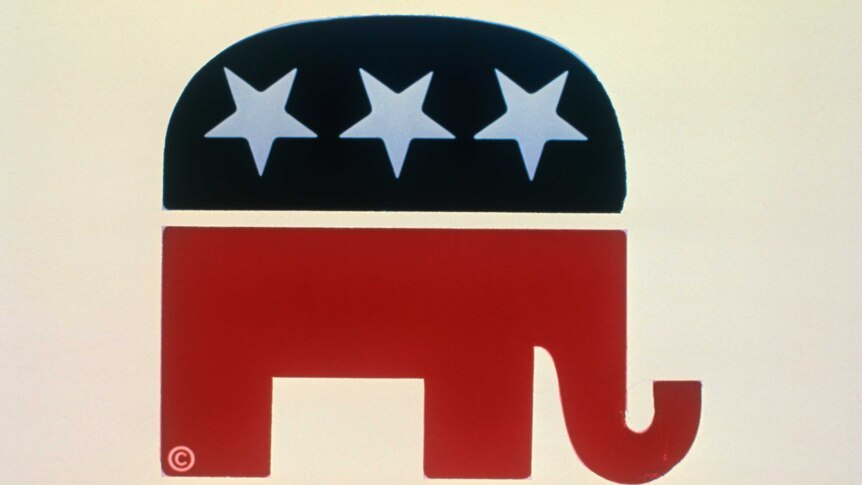 A painted symbol of an elephant is the US Republican Party's symbol