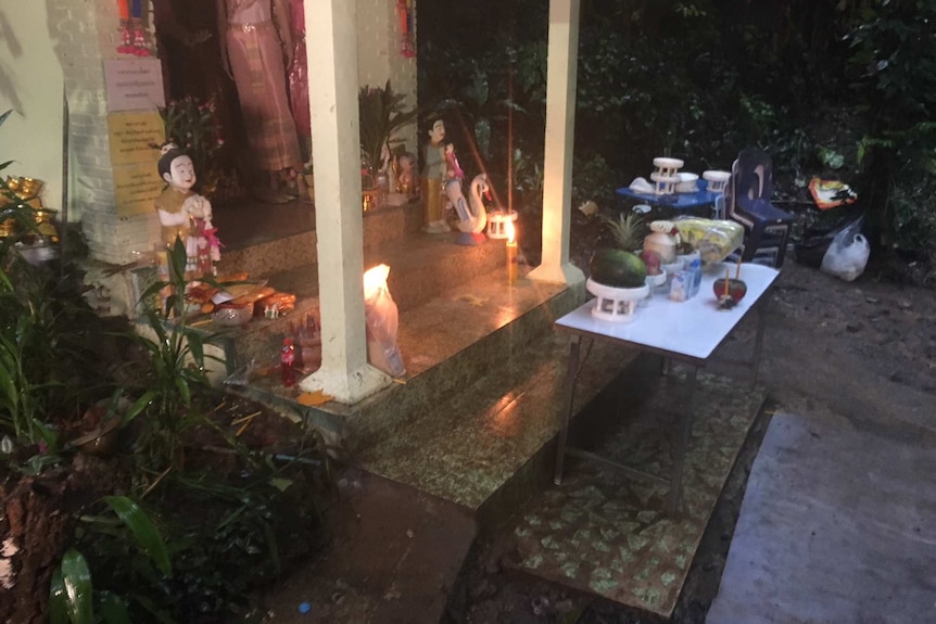 One of the small shrines outside the cave where people prayed for the boys trapped.