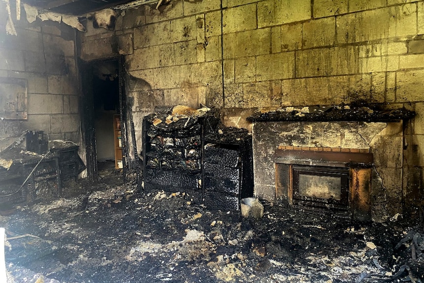 Inside a home destroyed by fire.