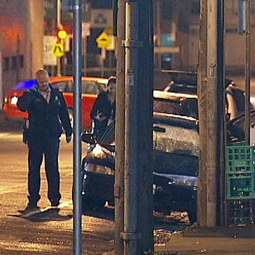 Victoria Police at shooting scene at Coburg