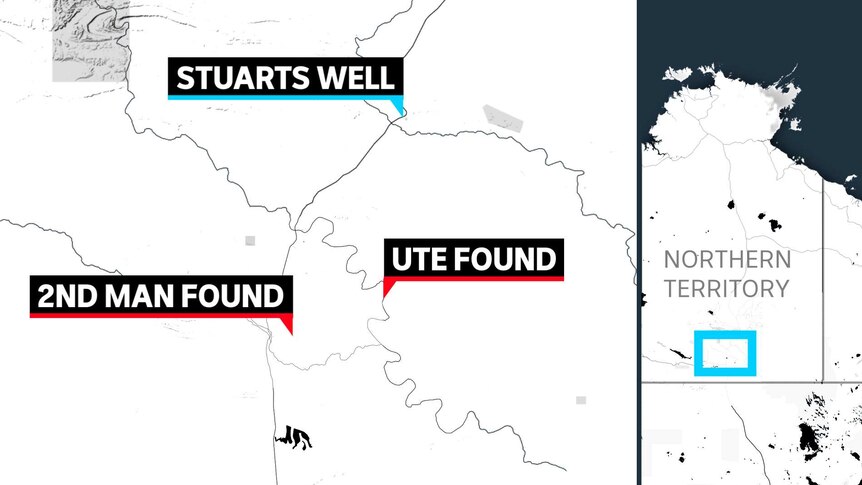 A graphic map of Central Australia where three people went missing.