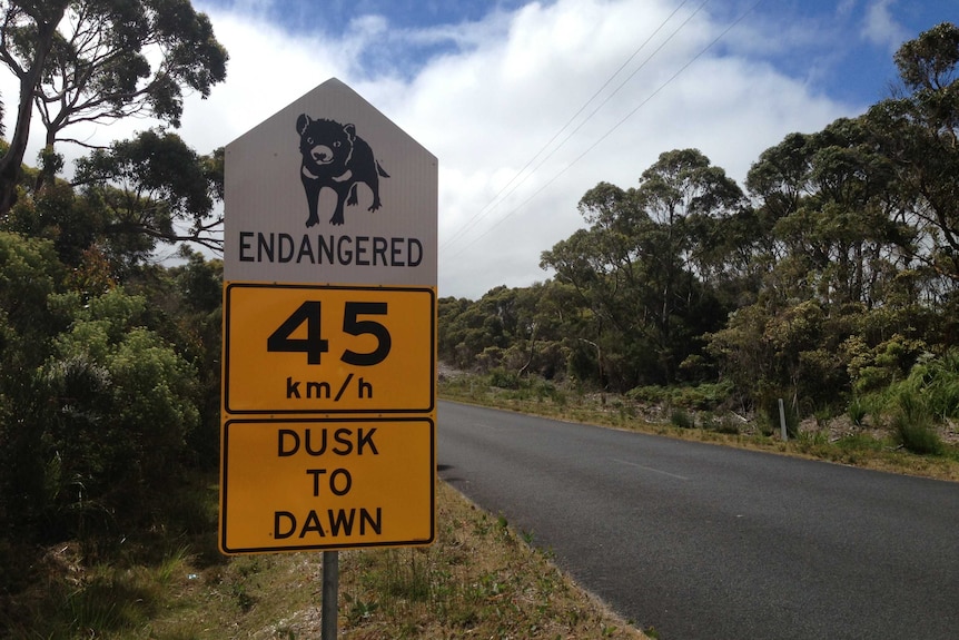 Road sign warns drivers to take care in the Arthur River area.