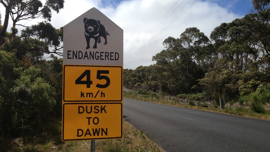 Road sign warns drivers to take care in the Arthur River area.