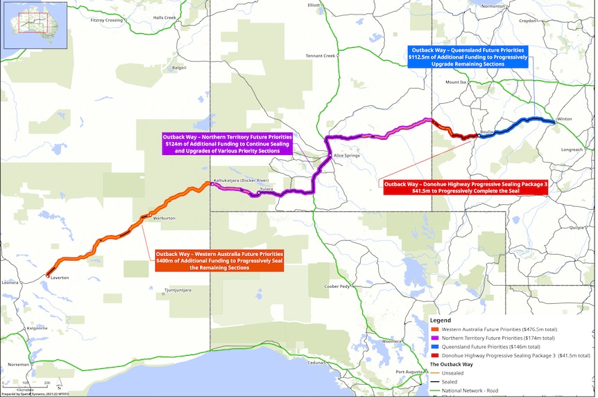 A map showing roads slated for upgrades.