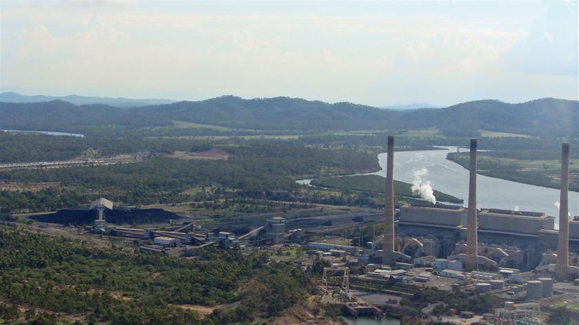 An aerial shot of the Gladstone power Station and surrounding industrial infrastructure.