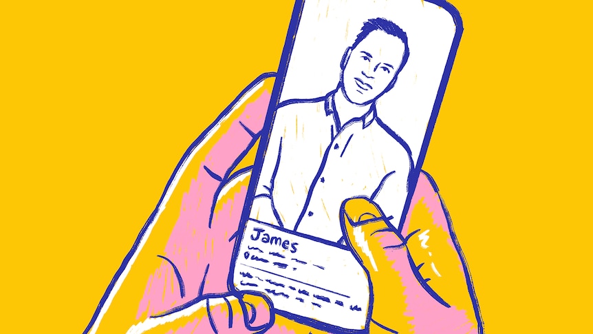 Illustration of James Findlay for an article about dating.
