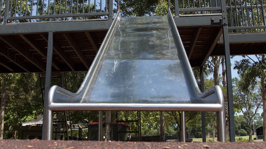 Metal slide in a playground
