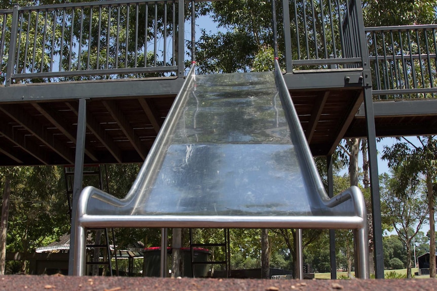 Metal slide in a playground