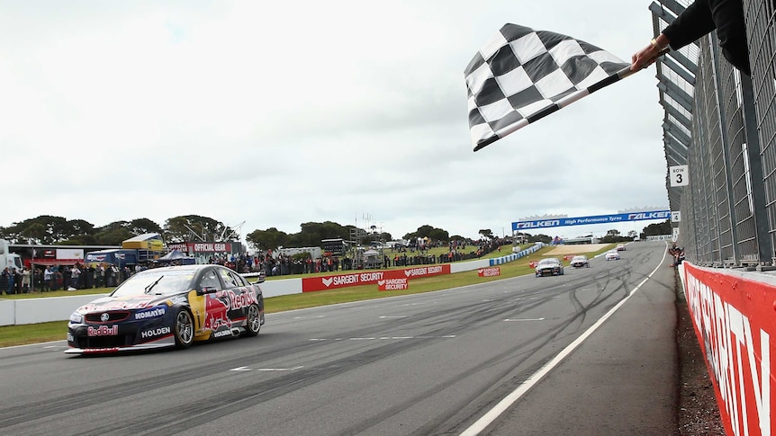 Jamie Whincup wins race three of the penultimate V8 Supercars round at Phillip Island.