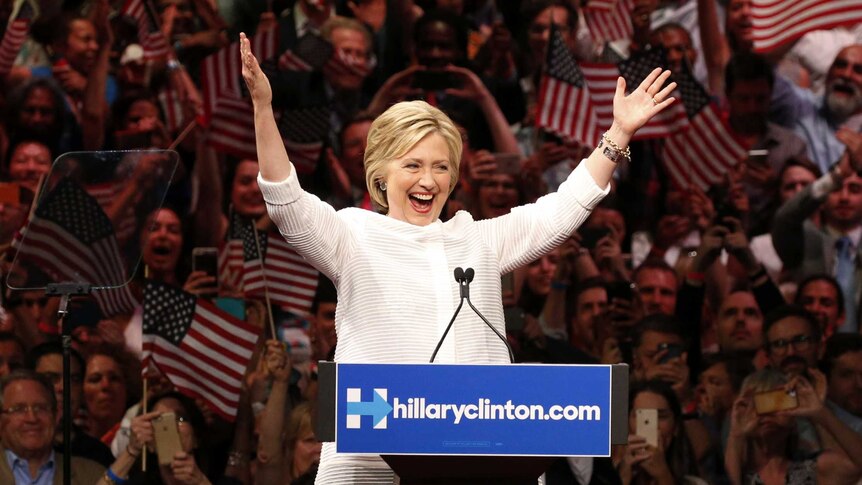 Hillary Clinton dedicated her victory to "girls everywhere who dream big".