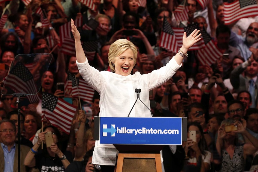 Hillary Clinton dedicated her victory to "girls everywhere who dream big".