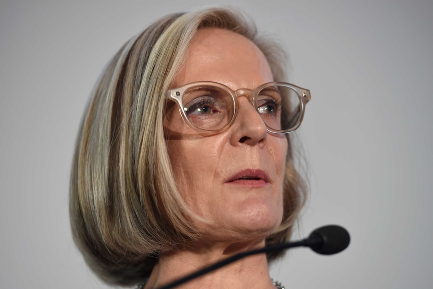 Lucy Turnbull on stage at an event in Sydney.