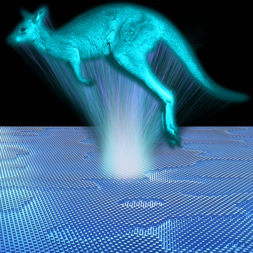 Image of a kangaroo being projected as a hologram.